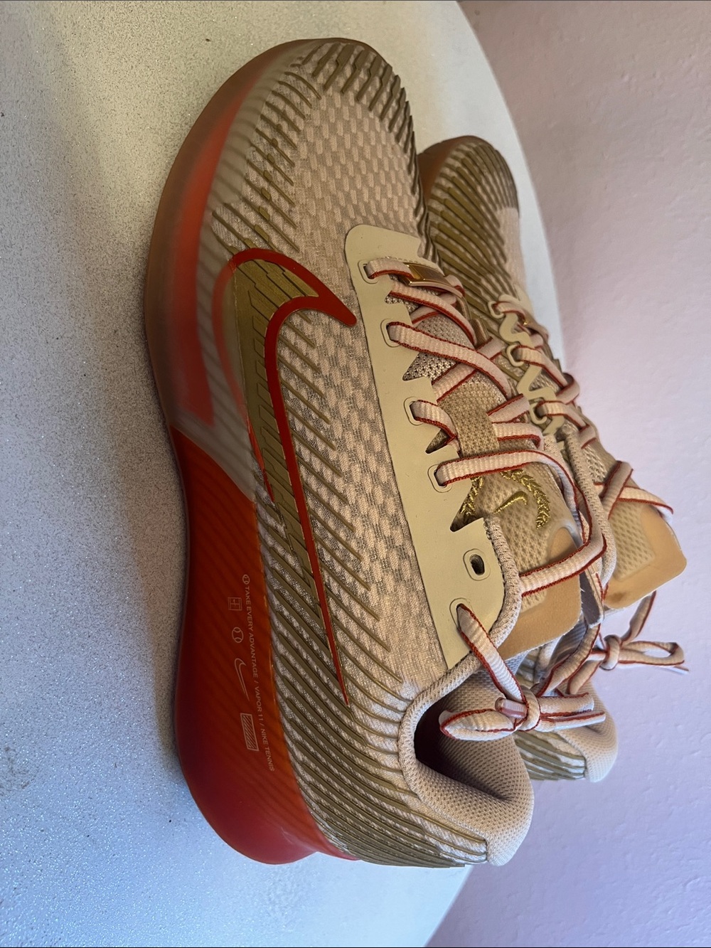 Nike Women's Athletic Shoes Beige with Red Accents